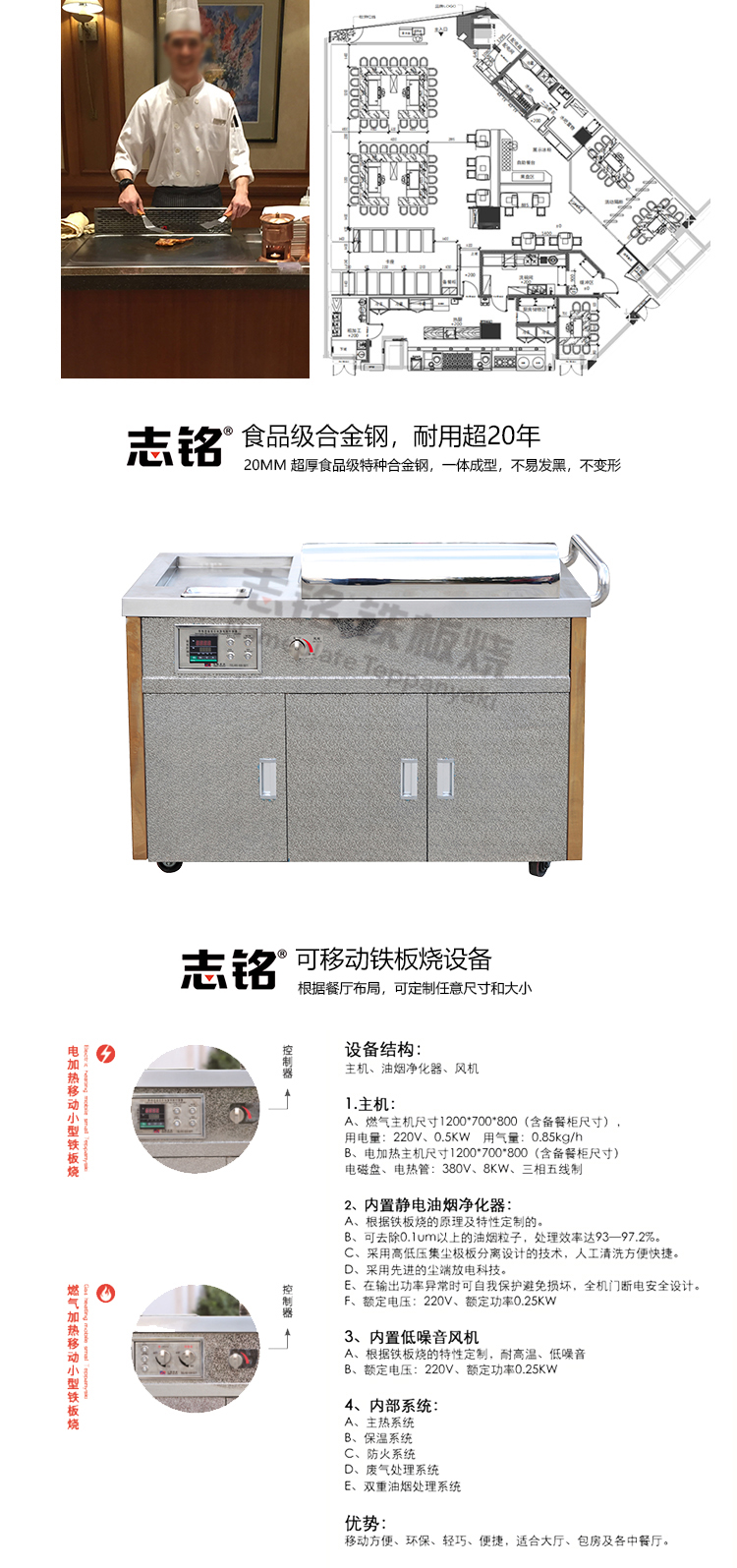 志銘可移動(dòng)小型鐵板燒設(shè)備圖片大全